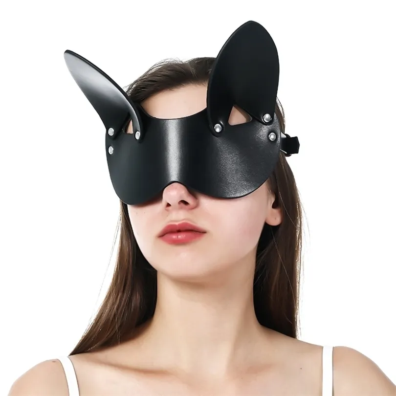 Uyee Leather Woman Bdsm Sexy Mask Cat Erotic Cat Masquerade Punk Cosplay for Sleep Halloween Carnival Party Cosplay Mask 200929