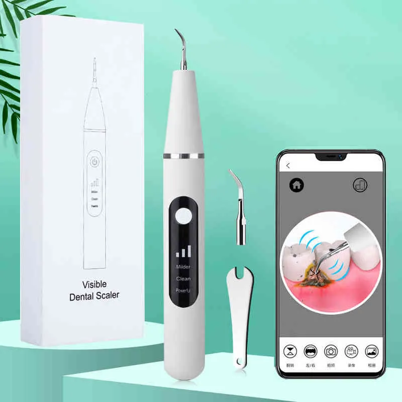 Visual Ultrasonic Irrigator Dental Scaler Calculus Oral Tartar Remover Tooth Stain Cleaner LED Tänkar Verkningsverktyg 220513