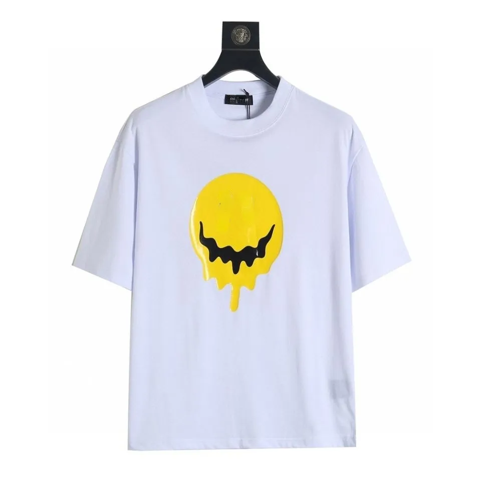 Designer top version pure cotton T-shirt b dissolved smiling face skull back heavy industry embroidered finger tshirt short-sleeved loose couple's clothing