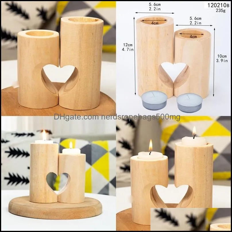 Wooden Sweet heart candle holder Wedding Decoration of Table Candles Holders Creative wood square tea lamp 63 p2