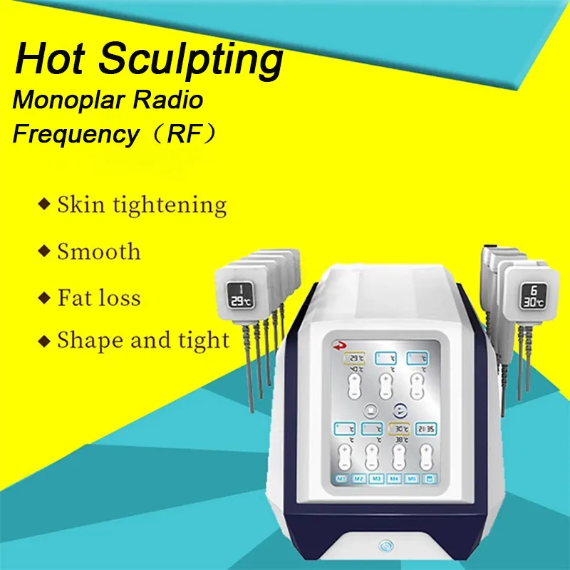 Hot Sculpture Slimming Machine Monopolar RF Radio Frekvens Fett Upplösning av 3D -kroppsform Utrustning Het skulptering Celluliter Reduktionsinstrument