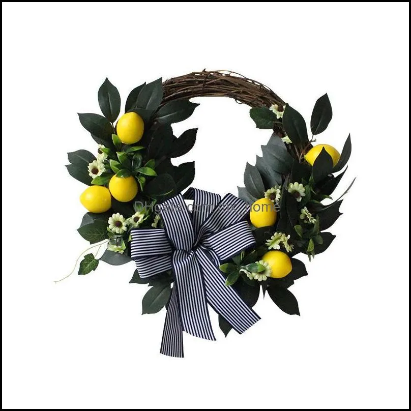Decorative Flowers & Wreaths 44cm Artificial Floral Wreath Daisy Fake Flower Garland For Home Front Door Wedding Festival Wall Hanging