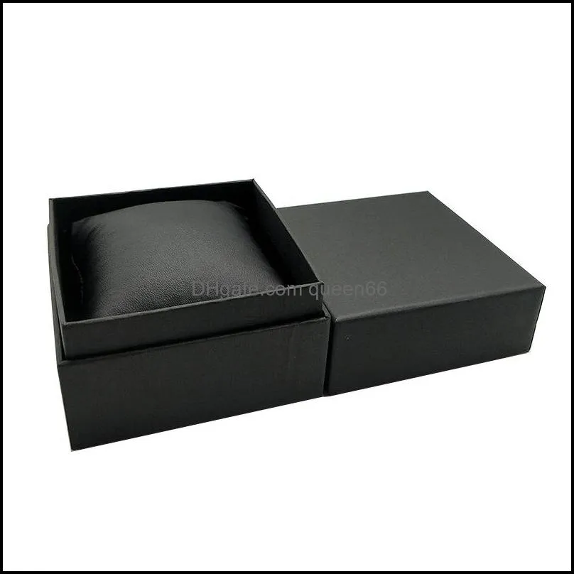 5Pcs Jewelry Packaging Cases Black Paper with Black Velvet Cushion Pillow Watch Storage Bracelet Organizer Gift Box Storage Box 642 Q2