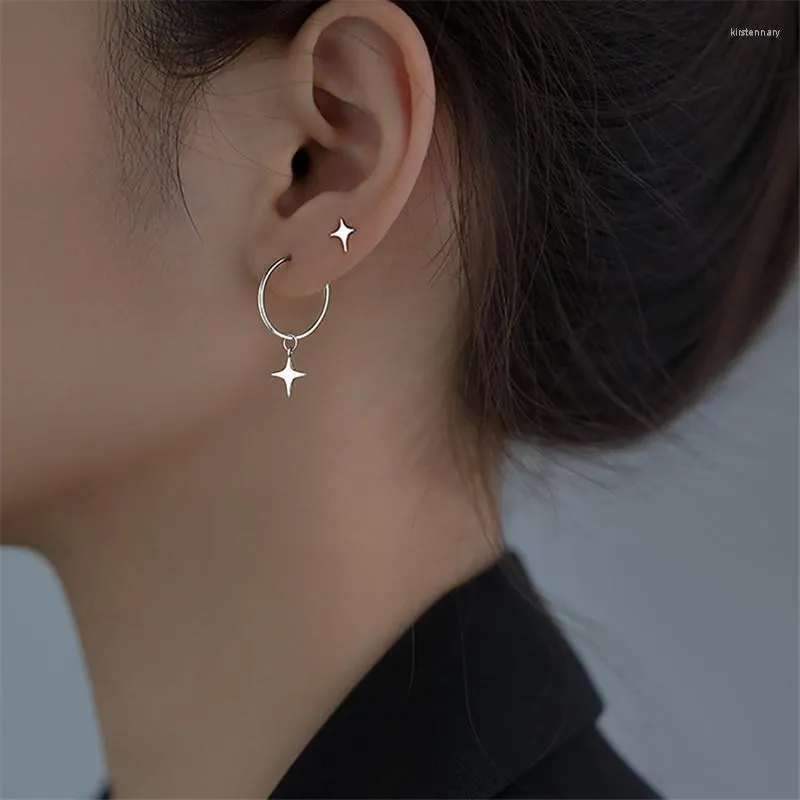 Hoop Huggie Trendy Korean Design Tassel Cross Earring for Women Ear Pierced Fashion Wedding Party Jewelry Gift Pendientes EH1098HOOP KIRS2