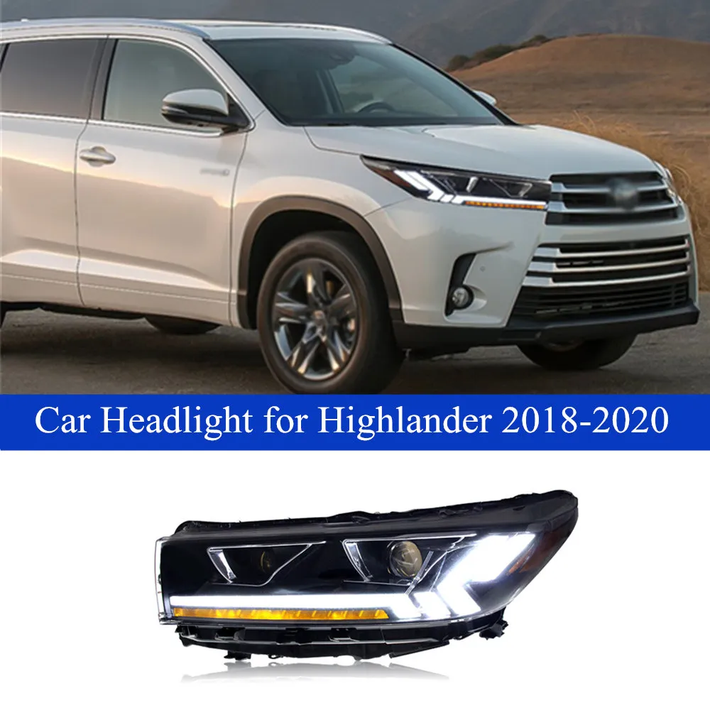 Auto Testa Della Luce Per Toyota Highlander LED Daytime Corsa e Jogging Faro di Montaggio 2018-2020 Dinamico Segnale di Girata Della Lampada Accessori Auto