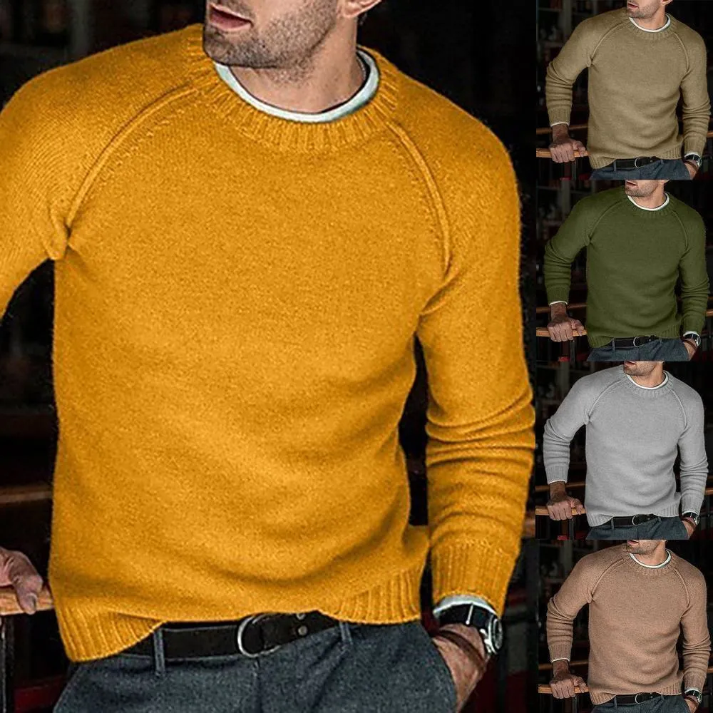 Mode Lange Ärmel Oansatz Schlank Einfarbig Pullover Casual Haut-freundliche Herbst Und Winter Männer Gestrickte Pullover männer Pullover L220801