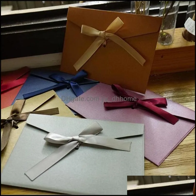 Vintage Pink Purple Ribbon Kraft Blank Paper Envelopes Wedding Invitation Envelope /Gift Envelope/12 Colors RRB14584