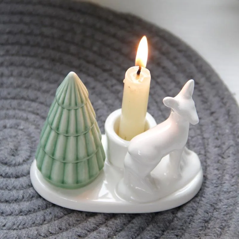 Kerzenhalter im nordischen Stil, Weihnachtsdekoration, Keramik, lange Stange, Halter für den Schreibtisch, Heimdekoration, Kunsthandwerk