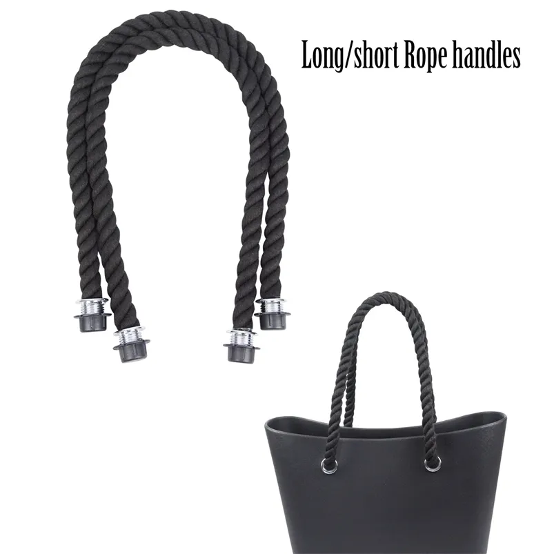 1 Pair Long Short Black Natural Hemp Rope Handle for O bag Obag Women Classic Mini EVA Bag 220623