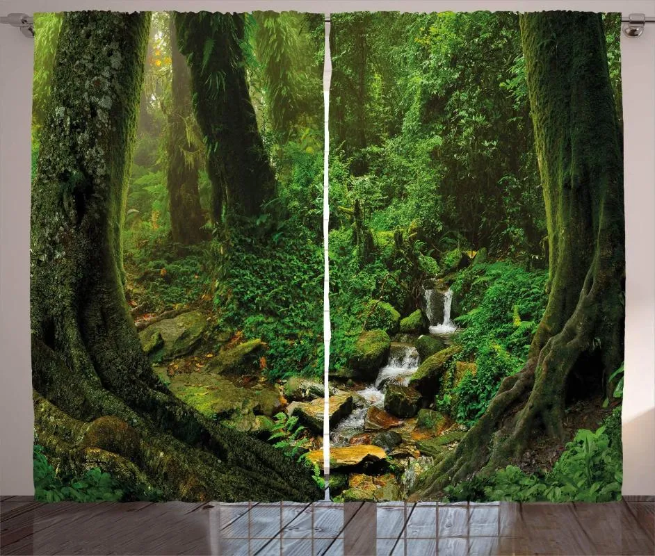 Gardin draperar natur gardiner för vardagsrum underlandsskog nepal djungel regnskogar livsmiljö vilda primevala bildtryck fönster drapera