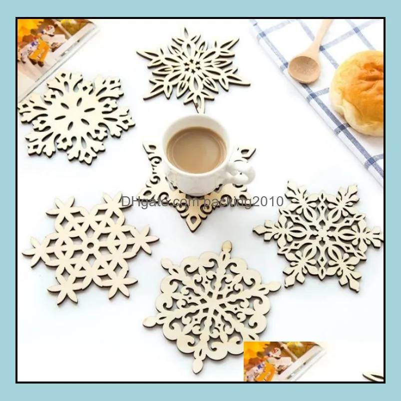 Wooden Snowflake Mug Coasters Holder Chic Drinks Coffee Tea Cup Mat Decor Mats 500pcs/lot SN519
