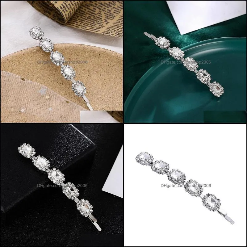 Clear Crystal Rhinestone Hair Clips Barrette For Women Hair Jewelry