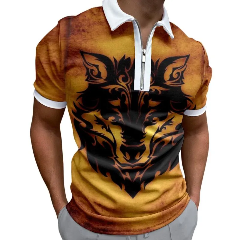 Herren T-Shirts Herren Casual Top Shirt 3D-Druck Reißverschluss Umlegekragen Mode Lose Bluse Kurzarm Tops Herren Baumwolle T-Shirts PackM