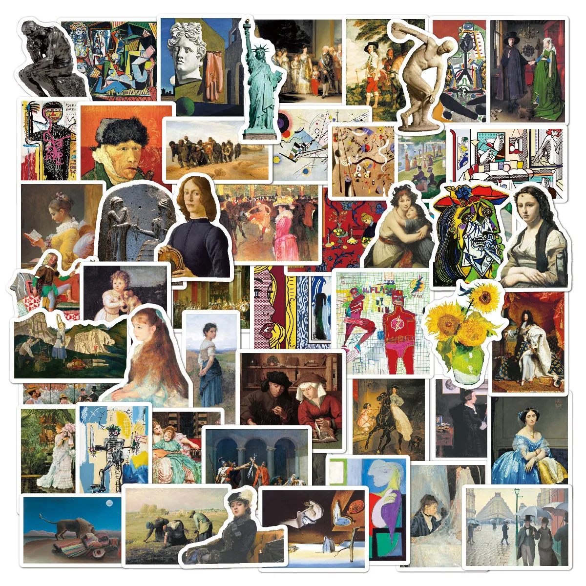 New Sexy 52PCS World Artist Work Oil Painting Aesthetic Stickers DIY Luggage Guitar Fridge Laptop Cool Graffiti Sticker Ins Kid Toy Decal