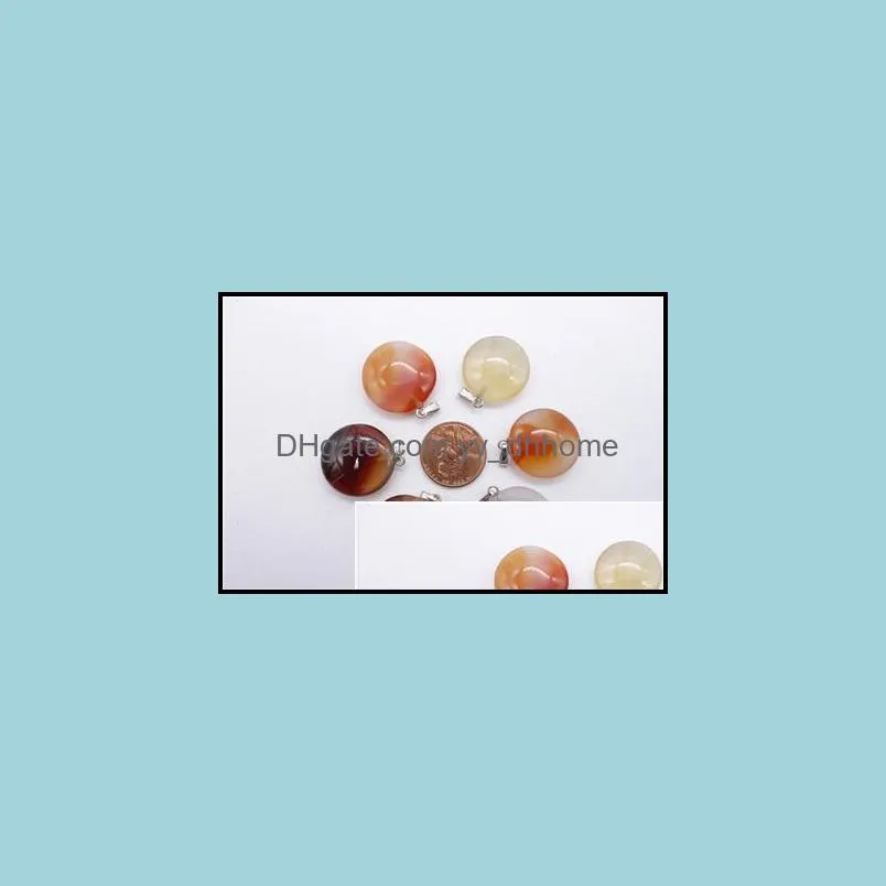 New Arrival 21mm Flat Round Shape Semi-Precious Natural Stone Beads Pendant Charm For Necklace Making Jewelry Accessory
