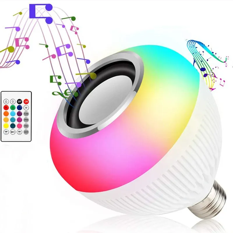 E27 RGB-Bluetooth-Lautsprecher, LED-Lampe, Dekoration, Party-Dekoration, Licht, Musik, dimmbar, kabellose LED-Lampe mit 24-Tasten-Fernbedienung