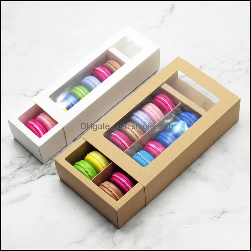 Macaron Boxes with Clear Display Window Cupcake Carriers Bakery Packaging Box for Truffles Muffins  Desserts JKKD2103