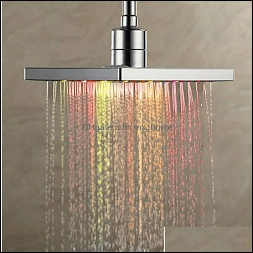 Waterfall LED shower head Temperature sensor 7 colors light change square Ceiling rainfall showerhead Bathroom accessories