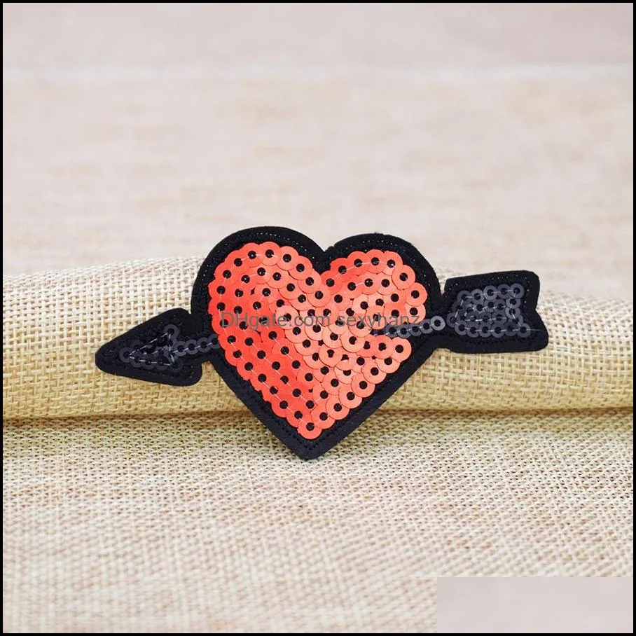 10pcs shoot love sequinedes for clothing iron on transfer applique for bags jeans diy sew on embroidery sequins