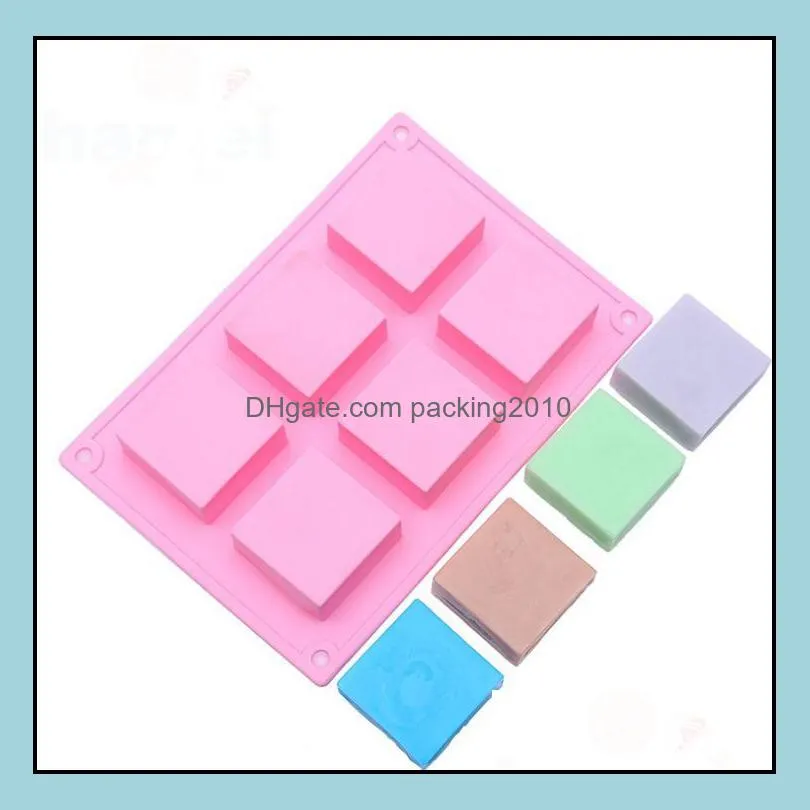 6 cavities handmade rectangle square silicone soap mold chocolate  mould cake decorating fondant molds sn1891