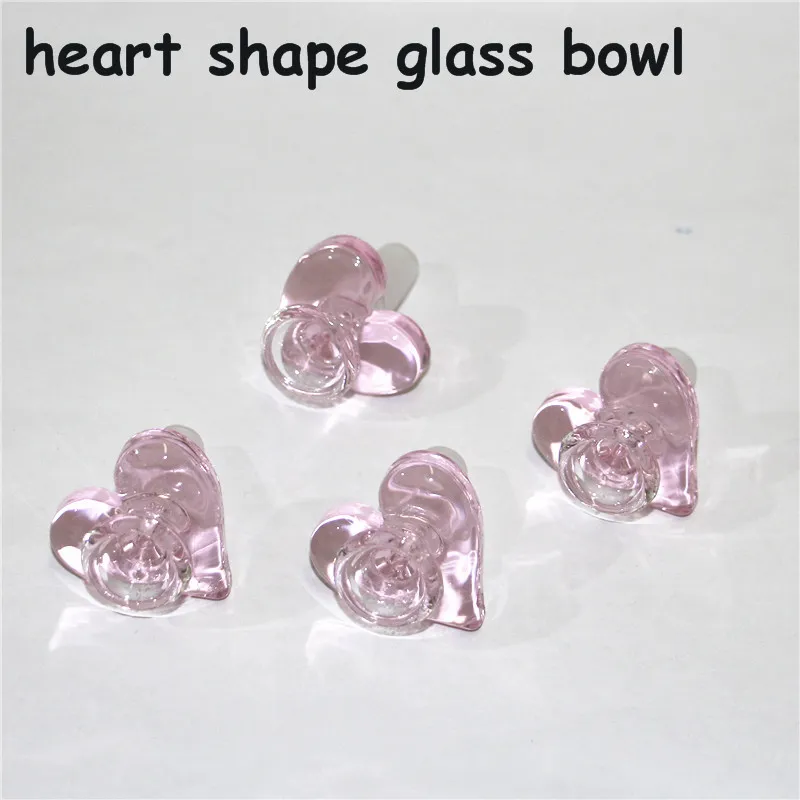 Heart Shape Glass Slides Bowl Pieces hookah Bongs Bowls Funnel Rig Accessories 14mm Male Heady Smoking Water pipes dab rigs bong quartz nails