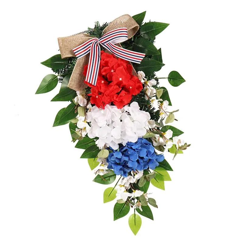 Decoratieve bloemen kransen 4 juli deur krans patriottisch americana welkom bord voor onafhankelijkheidsdag thuis portiek boerderij muurdecorati