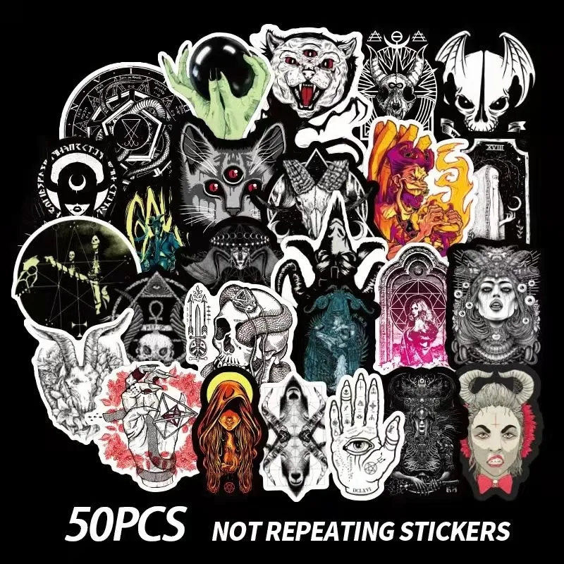 50 stks gemengde auto stickers gothic demon punk voor skateboard laptop koelkast helm pad fiets fiets motorfiets ps4 notebook gitaar PVC sticker