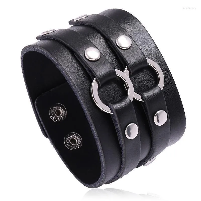 Link Kette Modyle Mode Männer Breite Echtes Leder Armband Braun Manschette Armbänder Armreifen Vintage Punk Armband SchmuckLink Lars22