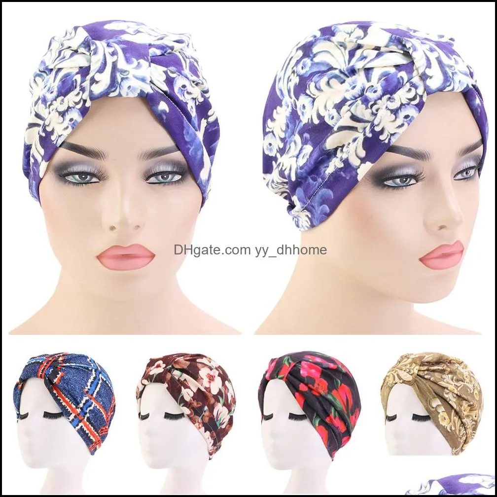 Beanie/Skl Caps Hats Hats Scarves Gloves Fashion Accessories Muslim Women Bonnet Hat Printed Chemo Cap Turban Head Wrap Bandana Scarf Hai