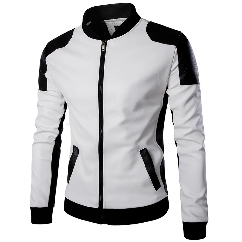 Высококачественные моды мужчины белые кожаные куртки и пальто Pu Match Color Oversoat M5XL AYG94 220816