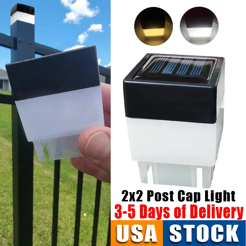 2x2 LED LED Solar Fence Light Light Outdoor Post Cap Lamp for Wroected Irough Fencf Front Yard Gate Gate Landscaping Resident USA Stock Crestech