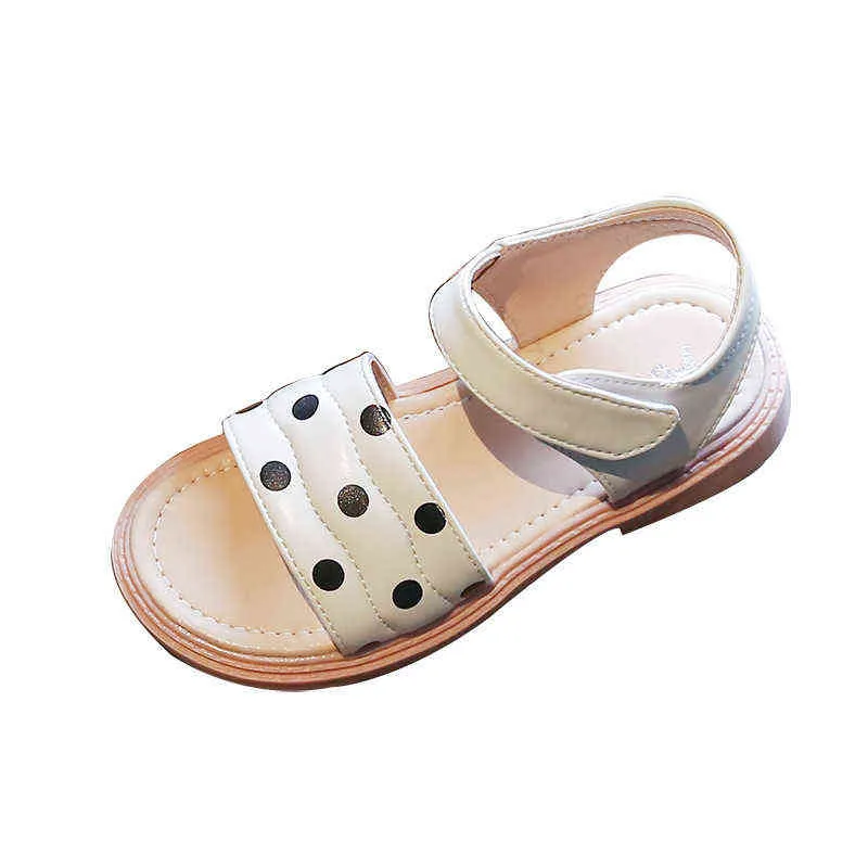 Nouveau Polka Dot Polka Dot Baby Petite fille Baby Princesse Sandales Bas Soft Bas Sandales non glissées Toddler Girl Chaussures Chaussures Sandles Chaussures G220418