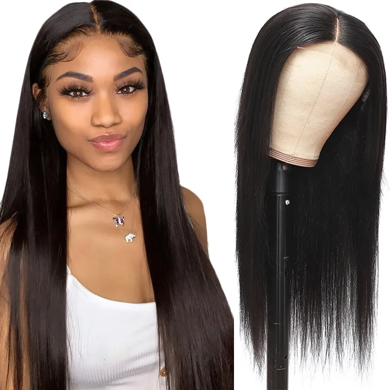 4x4 Lace Closure Wig Straight Human Hair Virgin Glueless For Women Bone Straight Wigs Lace Closure Wig 30 Inch