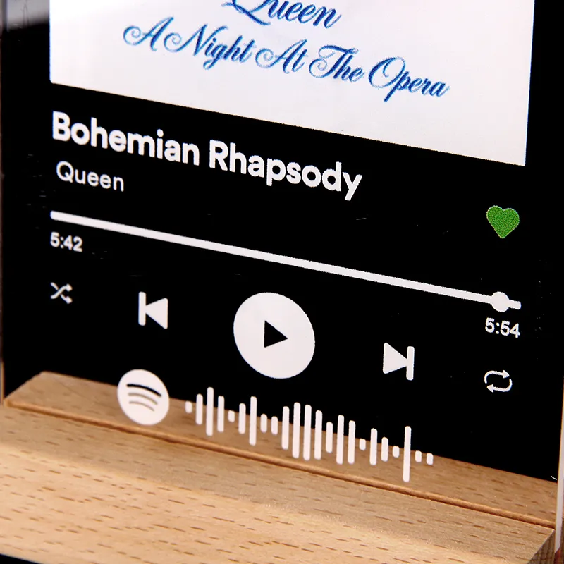  Placa acrílica con luz, personalizable, con foto y código que  se puede escanear de una canción de Spotify, luz de noche de vidrio, regalo  para parejas y amigos : Herramientas y