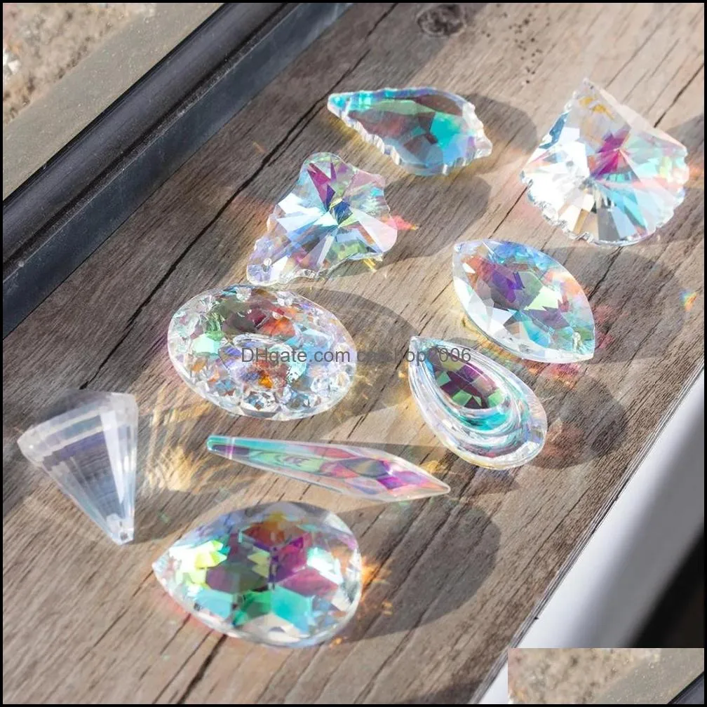 moon ring rainbow crystal suncatcher hanging prism ornament pendant home garden car decor wind chime