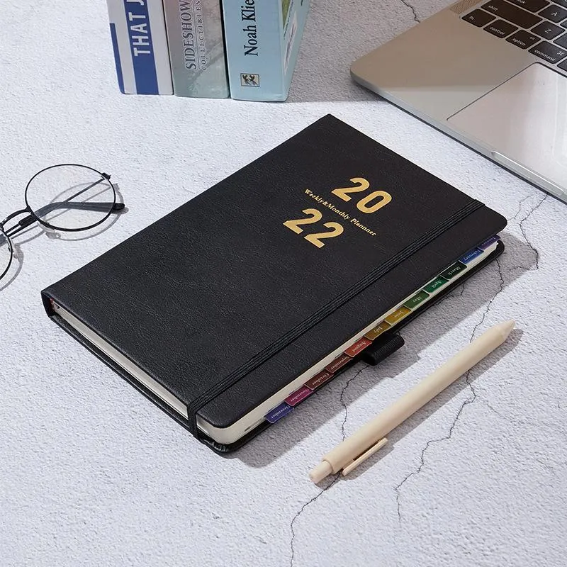 Notepades 2022 Planificateur de livres Planification Difficile avec stylo Insérer un cahier anglais Creative Amazon Diary Papetery Journal