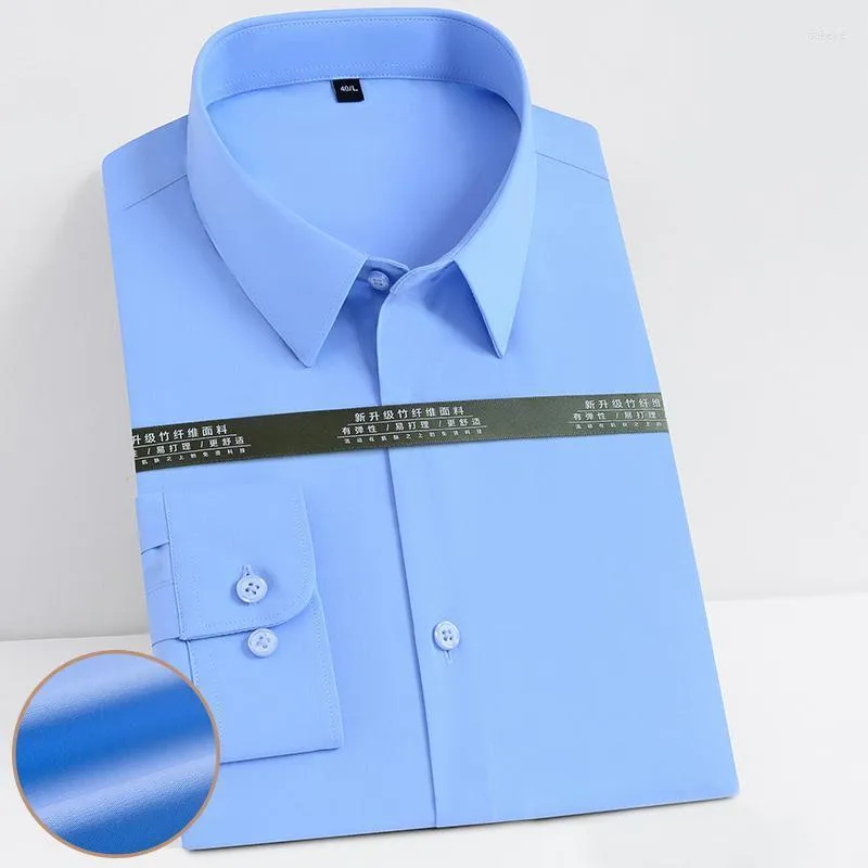 Men's Dress Shirts Formal Shirt Bamboo Fiber Long Sleeve S-4XL Suitable For Business And Office With Resin Buttons Men Clothing