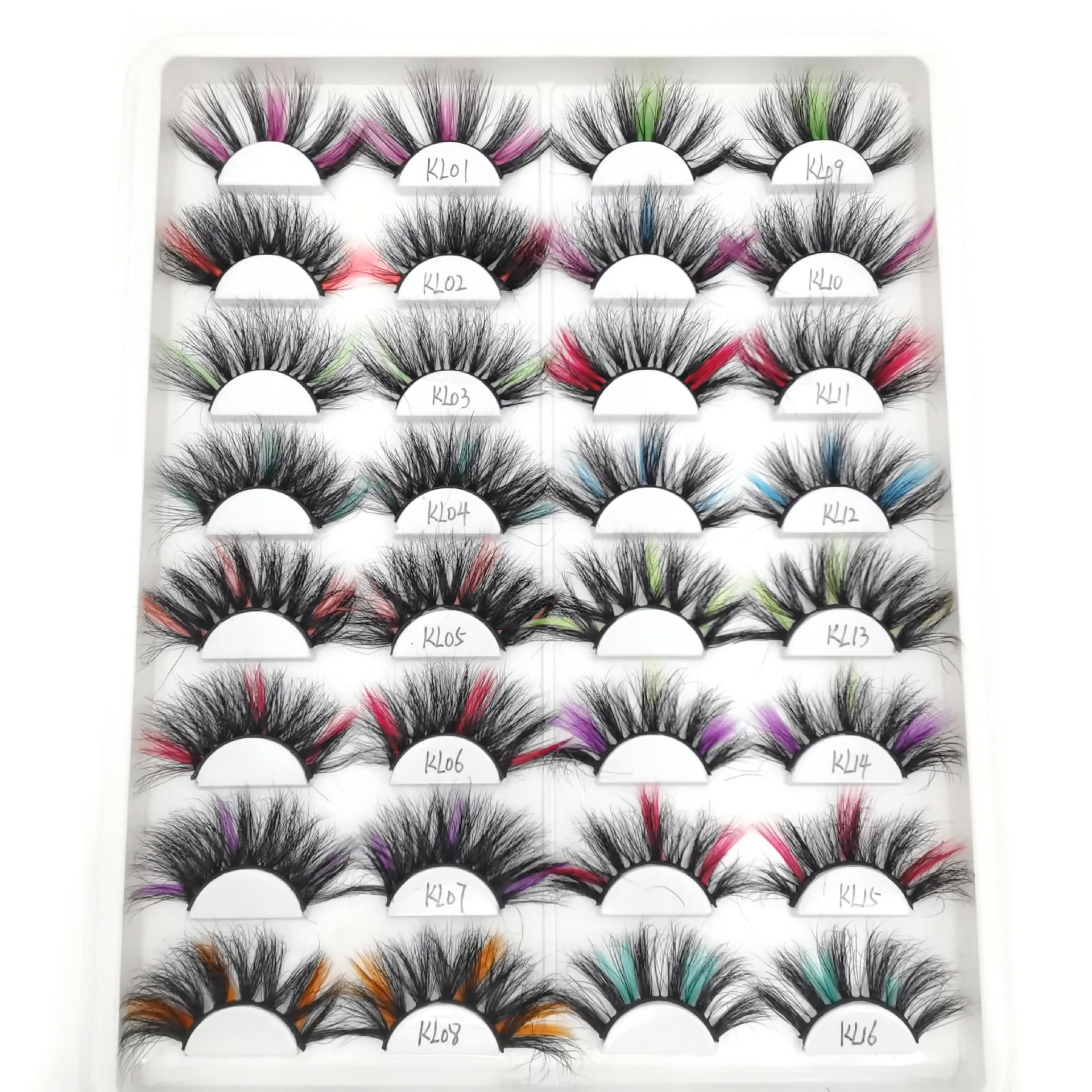 18 couleurs Coloré Cils Vison 3D Faux Cils Naturel Long 25mm Couleur Cils Cils Partie Maquillage Kit couleur Faux Cils En Gros