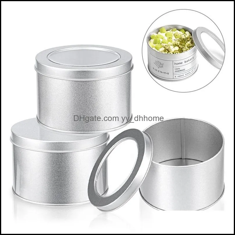 Aluminum Tins Jars Metal Round Tin Containers Storage Gift Boxes with Clear Top Window Home Baking Mold Cake Pan RRA10341