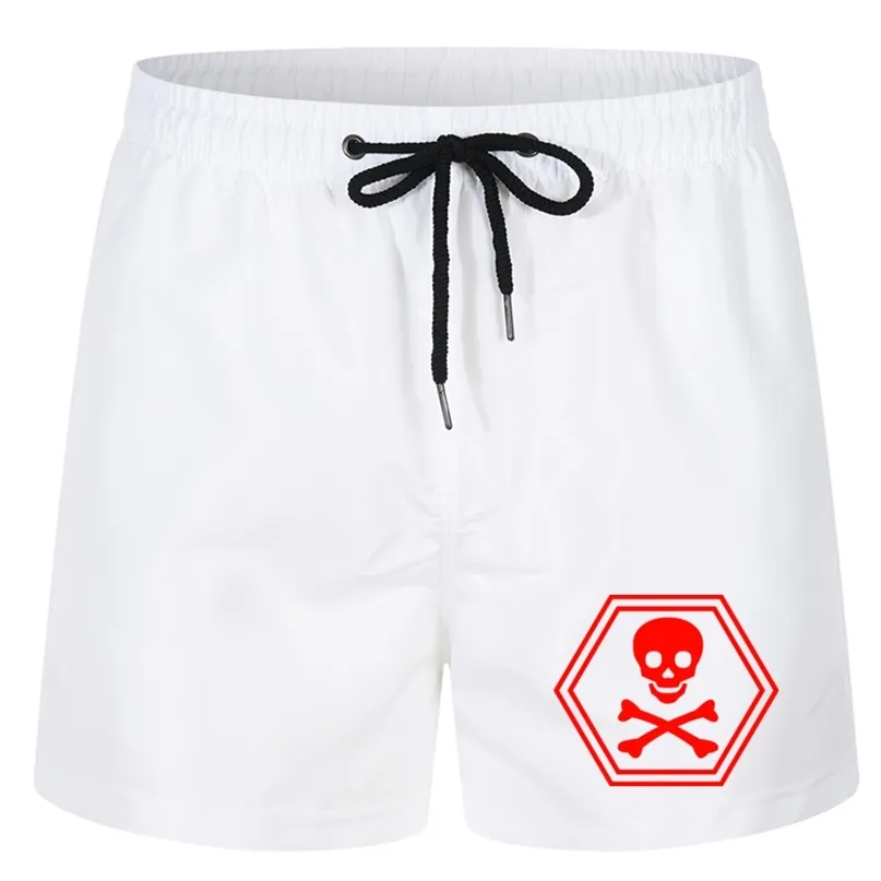 Homens de verão Surfing Shorts Secagem rápida Cabeça Crânio Impresso Bolso Natação Masculino Casual Respirável Beachwear Movimentar-se 220425