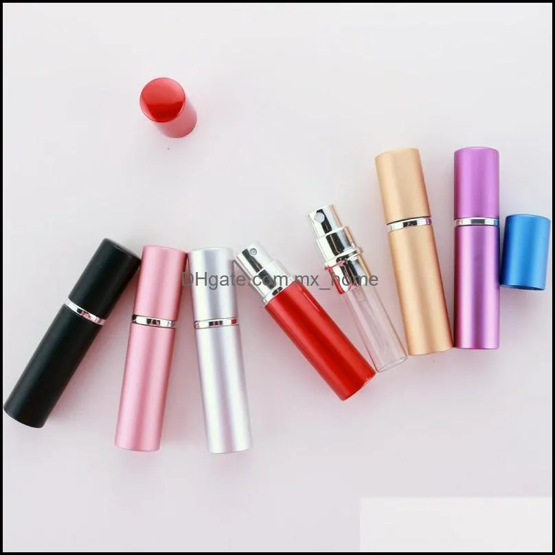 Portable Perfume Bottle 5ml Aluminium Anodized Compact Perfumes Aftershave Atomiser Fragrance Glass Scent-Bottle Spray bottles Mixed