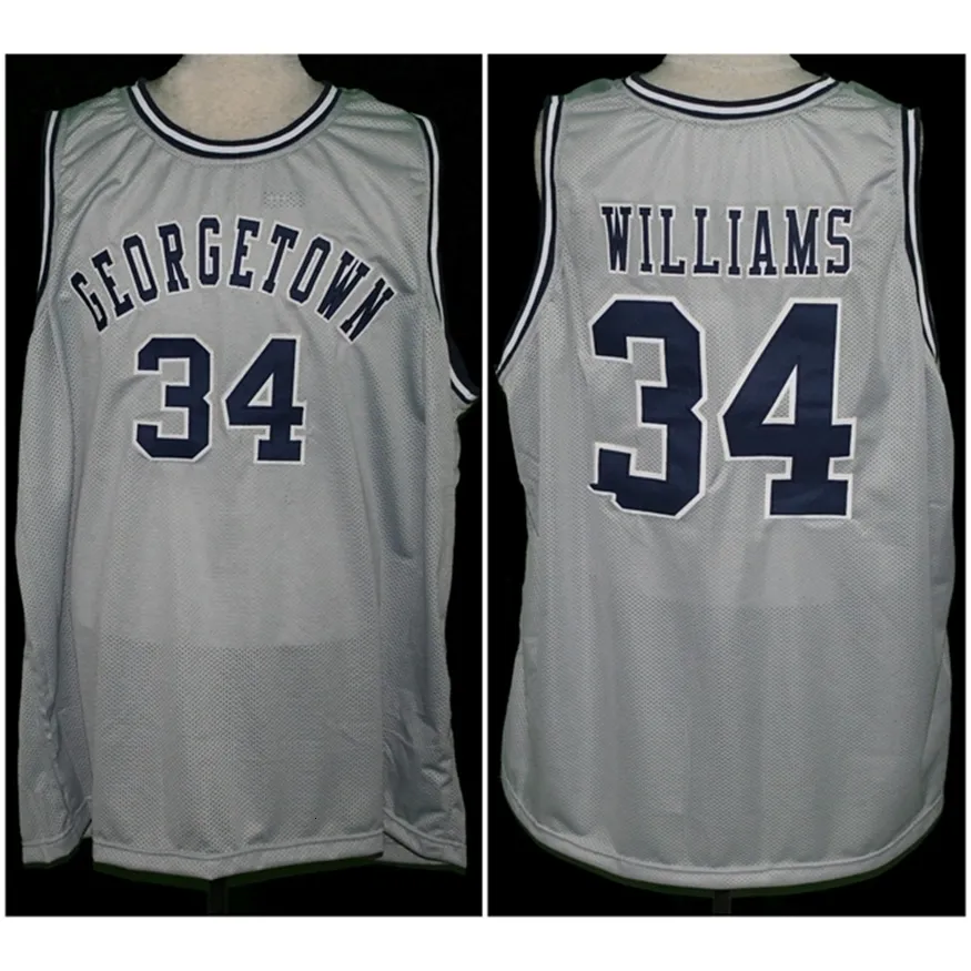 Nikivip Georgetown Hoyas College #34 Reggie Williams Retro Basketball Jersey Mens genaaide aangepaste nummernaam Jerseys