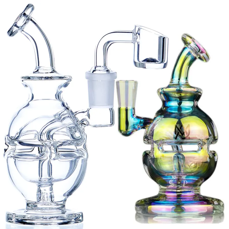 Rökande rör Fab äggglas Bong Oil Dab Rigs 7inch Recycler Pipe