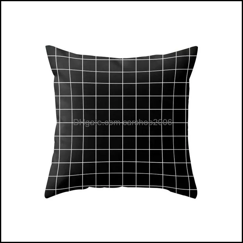 fashion linen lattice pillow cover for automobile sofa plaid pillowcase office plain dyed cushion cover wq42