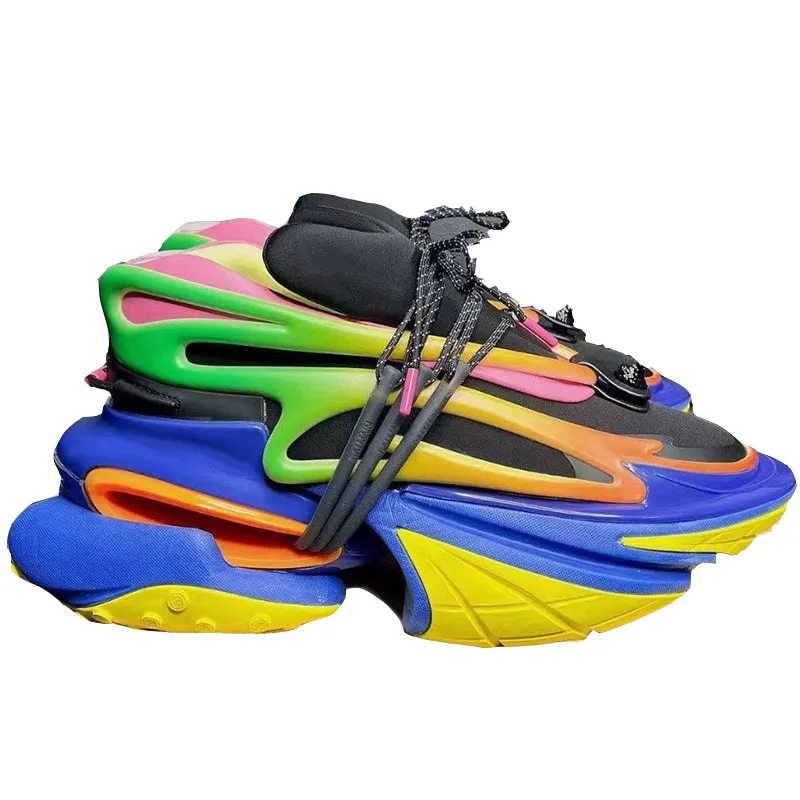 Neues Modell Laufsteg-Schuhe mit dicken Sohlen UFO-Turnschuhe Sci-Fi-Kugelform regenbogenfarbene Luxus-Designer-Turnschuhe für Herren und Damen 35-46