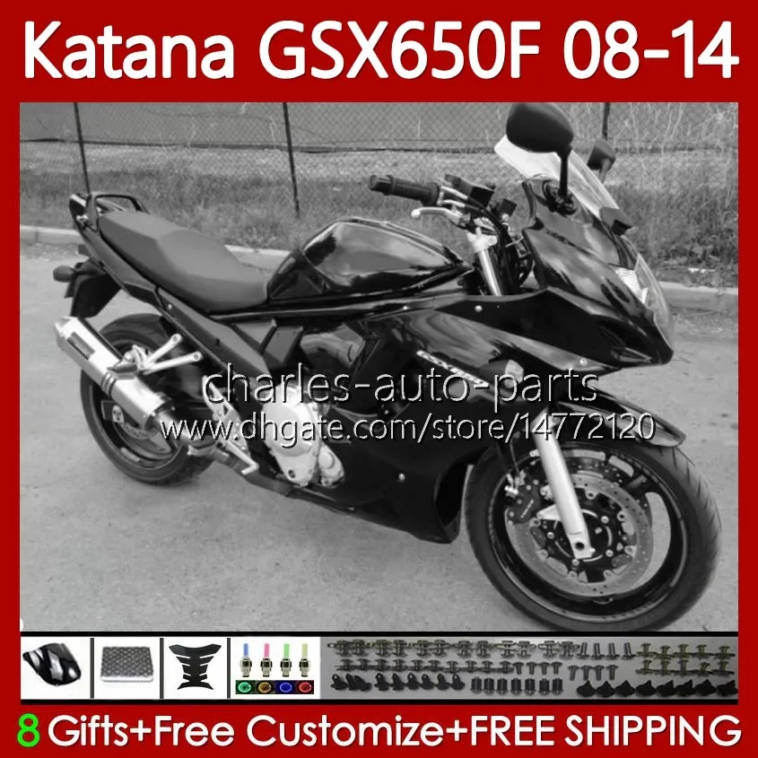 Nadwozie dla Suzuki Katana GSXF 650 Błyszczący Czarny GSX-650F GSX650F GSXF650 2008 2009 2011 2011 12 13 14 120NO.128 GSX 650F GSXF-650 08 09 10 11 2012 2013 2014 OEM Łwycenia