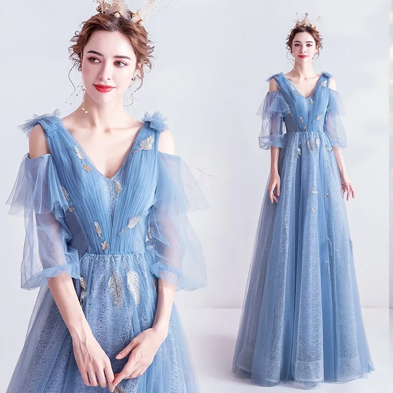 light blue dress with neck scarf Cotehardie Marian main image 1