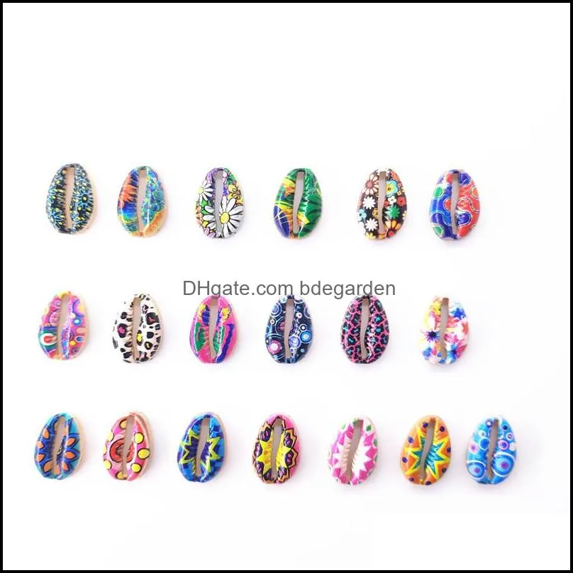 wholesale handiwork uv printing rainbow color shell charm for diy jewelry 50pcs/bag mixed colors