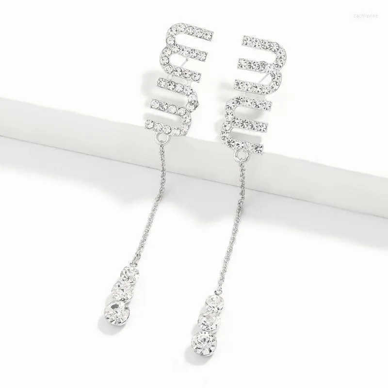 Dangle & Chandelier Geometric Creative Letter E Alloy Crystal Long Earrings Women's Fashion Drop Wedding Jewelry Wholesale