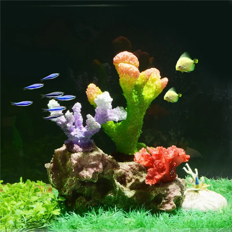 rium Decorations Resin Corals Fish Tank Cave Stone DIY Mountains for Ornaments Removable Artificial Plant Y200917